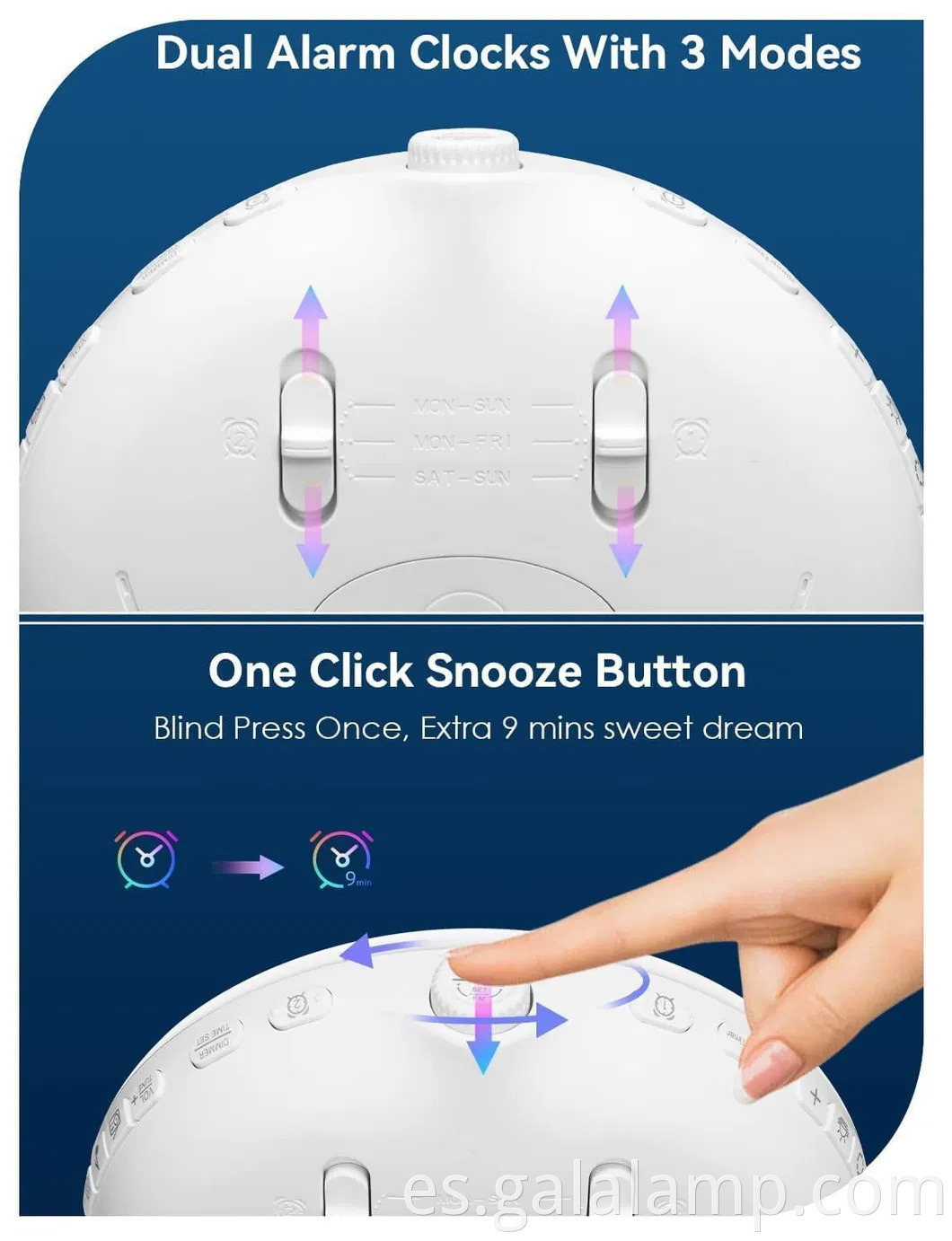 Despertador de la mañana radiante con radio FM y luz nocturna relajante